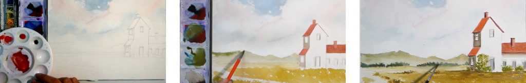 apprendre à peindre en réalisant votre premier paysage à l'aquarelle très simplement