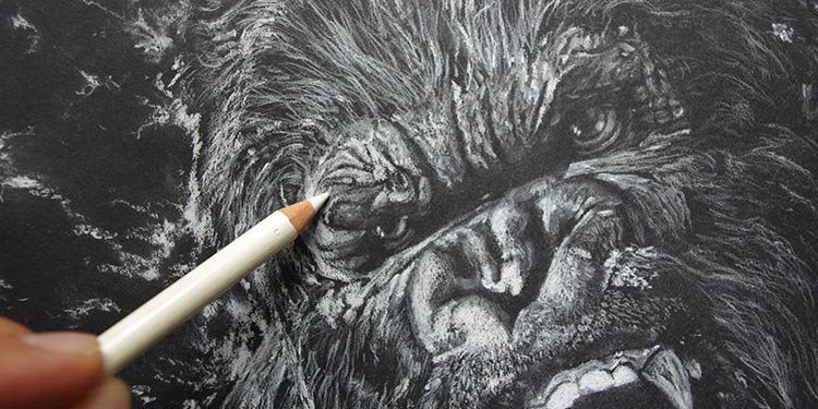 apprendre à dessiner la peau et les poils du gorille king kong