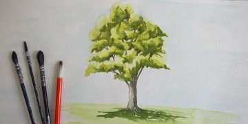 cours d'aquarelle par dessin-creation. Technique simple pour peindre un arbre