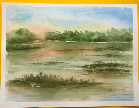 Comment peindre à l'aquarelle un joli paysage au bord d'un lac