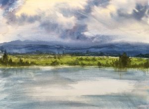 episode pour peindre un paysage et un ciel réaliste à l'aquarelle simplement
