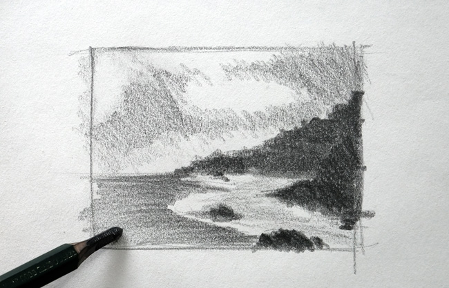 contraste-dessin-de-paysage-au-crayon